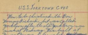U.S.S. Yorktown Diary of Frank Milam