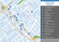 Map of Downtown Lexington with 12 stars highlighting the locations of the walking tour stops.