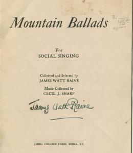 Mountain Ballads for Social Singing, title page